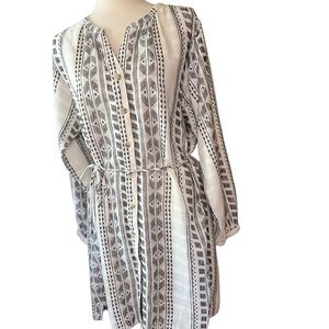 Anthropologie Splendid Freesia boho belted linen blend shirt dress size M